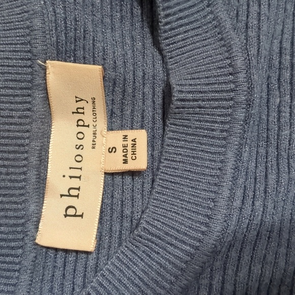 Philosophy Cropped Ribbed Sweater Sleeve Zipper blue-grey size Small - Picture 6 of 6